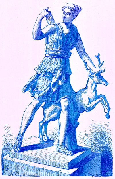 Diana z łapą, ilustracja z Historii Rzymu autorstwa Victora Duruy, opublikowana w 1884 r. (obraz ulepszony cyfrowo) autorstwa English School