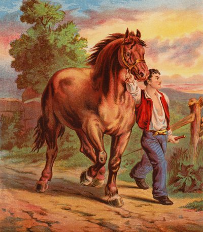 Dick Stevens i Sally (kolorowa litografia) autorstwa English School