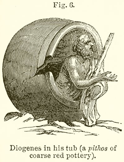 Diogenes w swojej wannie (Pithos z grubej czerwonej ceramiki) autorstwa English School