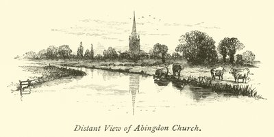 Odległy widok kościoła Abingdon autorstwa English School