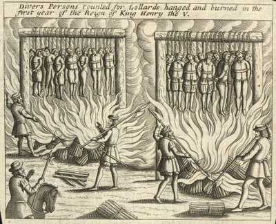 Osoby nurkujące zaliczone do Lollardów (grawerunek) autorstwa English School