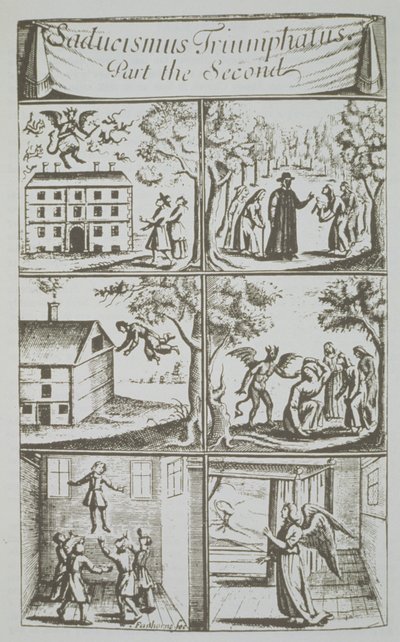 Diverse Manifestations of the Devil, kopia ilustracji z Sadducismus Triumphatus Part II, autorstwa Josepha Glanvila, Londyn 1681, wykorzystana w Historii magii, opublikowanej pod koniec XIX wieku autorstwa English School