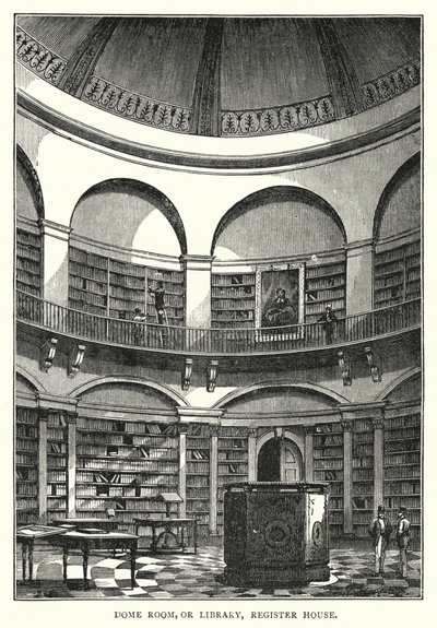 Pokój Kopuła lub Biblioteka, Dom Rejestru (Grawerowanie) autorstwa English School