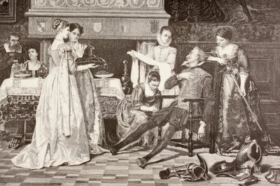 Don Kichot w domu księcia i księżnej (litho) autorstwa English School