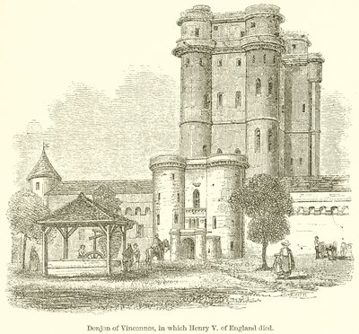 Donjon z Vincennes, w którym zginął Henryk V z Anglii autorstwa English School