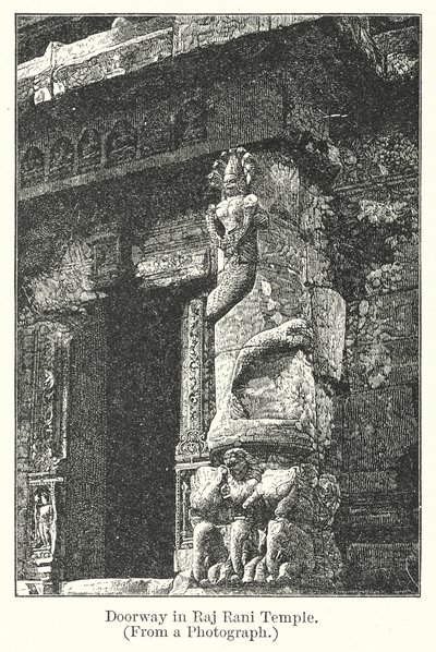 Drzwi w świątyni Raj Rani (grawerunek) autorstwa English School