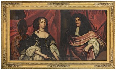 Podwójny portret króla Karola II i Katarzyny z Braganzy, ok.1665 autorstwa English School