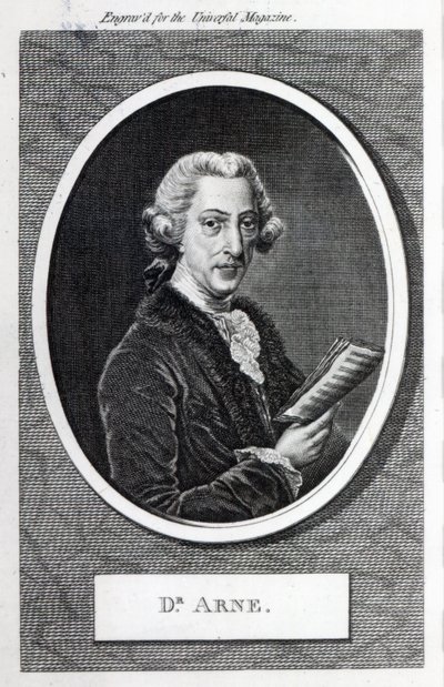 Dr Arne, grawerowany dla „The Universal Magazine”, 1787 (grawerunek) (zdjęcie bw) autorstwa English School