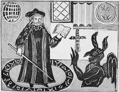 „Dr Faustus in a Magic Circle”, tytułowy przekład dr Fausta z Gents, opublikowany w 1648 r. autorstwa English School