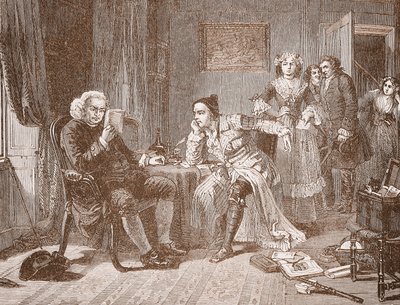 Dr Johnson ratuje Goldsmitha od swojej gospodyni autorstwa English School
