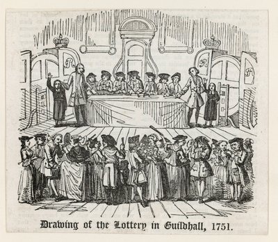 Rysunek loterii w Guildhall, 1751 autorstwa English School