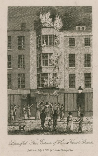 Straszny pożar, róg Henrits Court, Strand autorstwa English School