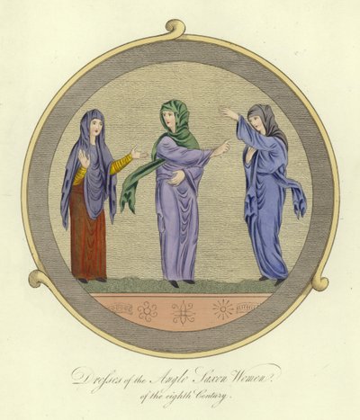 Suknie kobiet anglosaskich z VIII wieku autorstwa English School
