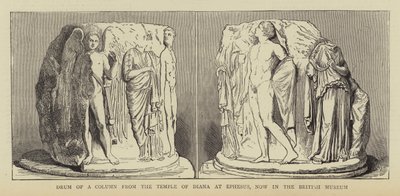 Bęben kolumny ze świątyni Diany w Efezie, obecnie w British Museum (rycina) autorstwa English School