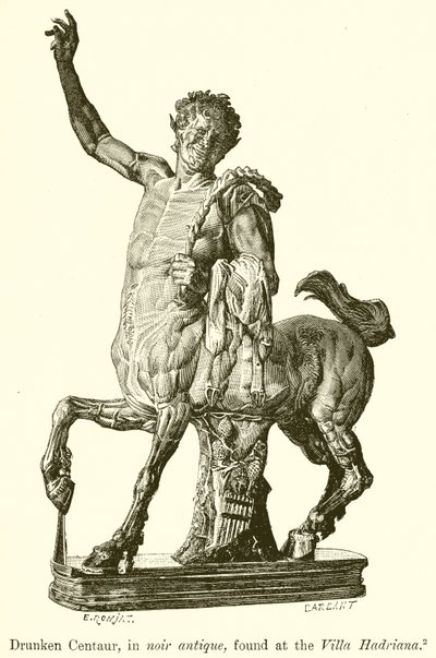 Drunken Centaur, w Noir Antique, znaleziony w Willi Hadriana autorstwa English School