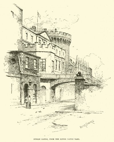 Zamek w Dublinie, z Lower Castle Yard autorstwa English School