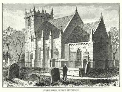 Kościół w Duddingston, Zewnątrz (Grawerowanie) autorstwa English School