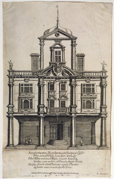 Dukes Theatre, Dorset Gardens, grawerowane przez W. Sherwina (ok. 1645-1711) 1673 autorstwa English School