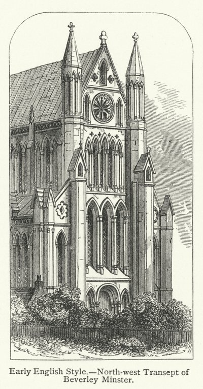 Wczesny styl angielski, północno-zachodni transept Beverley Minster (rycina) autorstwa English School