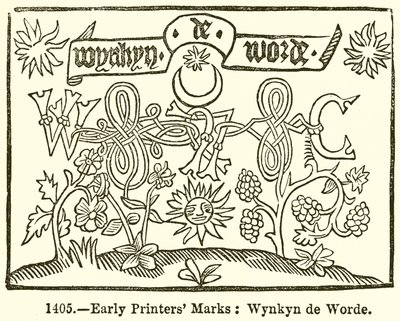 Wczesne znaki drukarskie: Wynkyn de Worde autorstwa English School