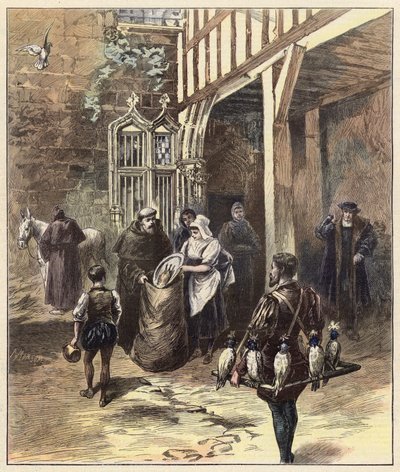 Wielkanocne ofiary w dawnych czasach (kolorowa litografia) autorstwa English School