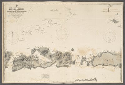 Archipelag Wschodni, Lombok do Flores, w tym wyspy Paternoster i Postillon; z … sondaży rządu Batawii. [Wykres Admiralicji], Londyn autorstwa English School