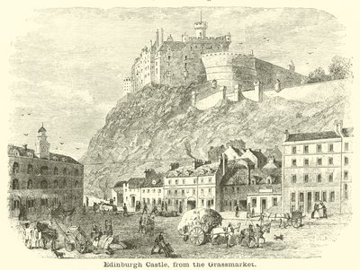 Zamek w Edynburgu, z Grassmarket autorstwa English School