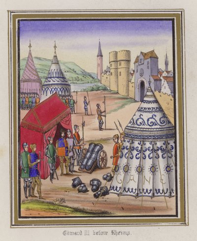 Edward III przed Rheims (kolorowy grawerunek) autorstwa English School