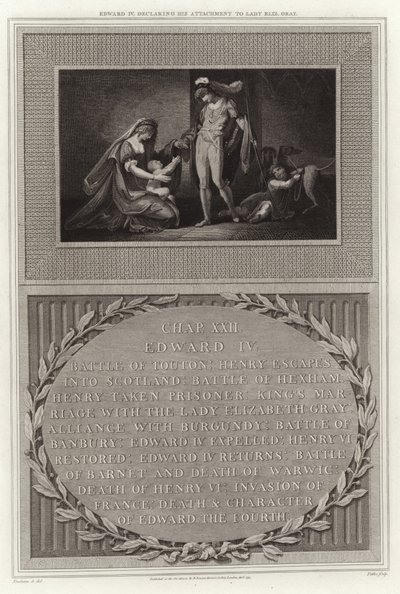 Edward IV deklarujący swoje przywiązanie do Lady Eliz Gray autorstwa English School