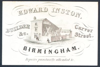 Edward Inston, budowniczy, karta handlowa autorstwa English School