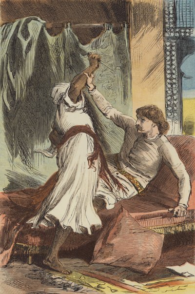 Edward i zabójca (kolorowy grawerunek) autorstwa English School