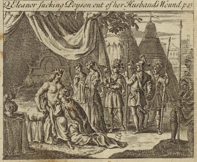 Eleonora z Kastylii, królowa małżonka króla Anglii Edwarda I, wysysająca truciznę z rany męża, ucierpiała w zamachu w Akce, 1272 autorstwa English School