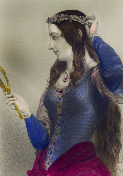Eleonora prowansalska, królowa małżonka Henryka III Anglii, druk Henry G. Bohn, Londyn, 1856 (kolor grawerowany) autorstwa English School