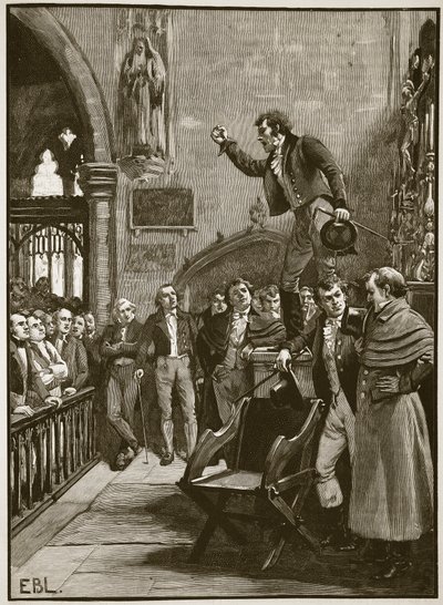 Spotkanie wyborcze w Irlandii, 1825, ilustracja z Cassells Illustrated History of England (zdjęcie w sepii) autorstwa English School