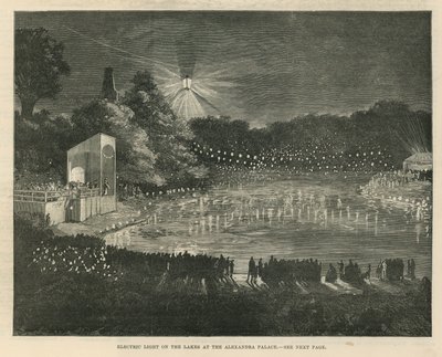 Elektryczne światło na jeziorach w Alexandra Palace autorstwa English School