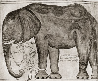 Słoń wysłany przez św. Ludwika do Henryka III, z "Historia Major", reprodukowany w "English Historians autorstwa English School