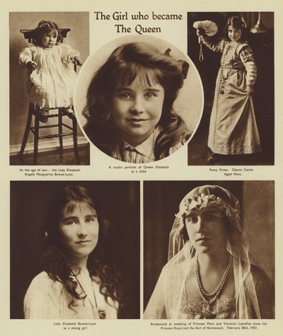 Elżbieta Bowes-Lyon, która została królową i królową matką (zdjęcie czarno-białe) autorstwa English School