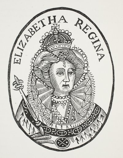 Elizabeth Regina, ilustracja z książki Rozdział XVIII, autorstwa Johna Ashtona, wyd. 1882 autorstwa English School