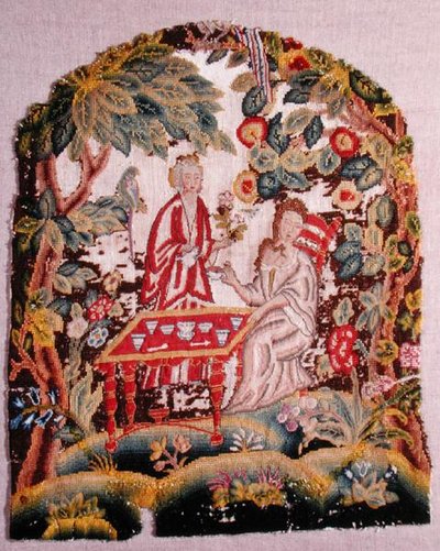 Haftowane krzesło, ok.1700 (wełna i jedwab na płótnie) autorstwa English School