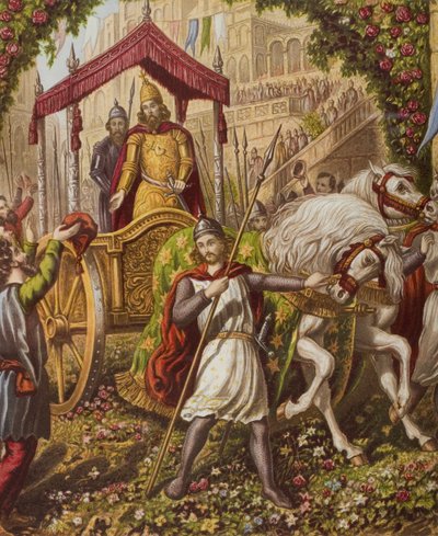 Drugie wejście Emmanuela do Mansoul, ilustracja z „Świętej wojny” Johna Bunyana (1628-88) autorstwa English School