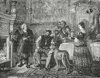 Cesarz Karol V odwiedzający Fuggerów, 1882 autorstwa English School