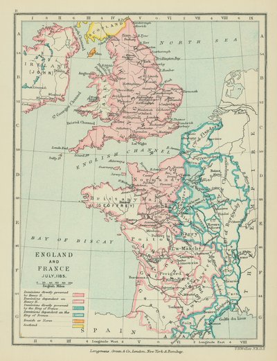 Anglia i Francja (kolorowa litografia) autorstwa English School