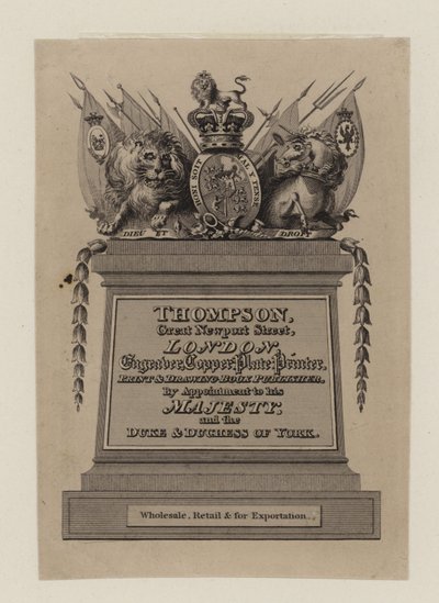 Graveure, Thompson, Visitenkarte von English School