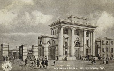 Wejście do stacji Birmingham (Curzon Street), 1838 autorstwa English School