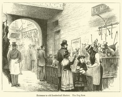 Wejście na stary targ Leadenhall, The Dog Row (grawerunek) autorstwa English School