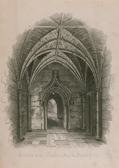 Wejście do Cloisters z Dziekanatu, Opactwo Westminsterskie, Londyn autorstwa English School