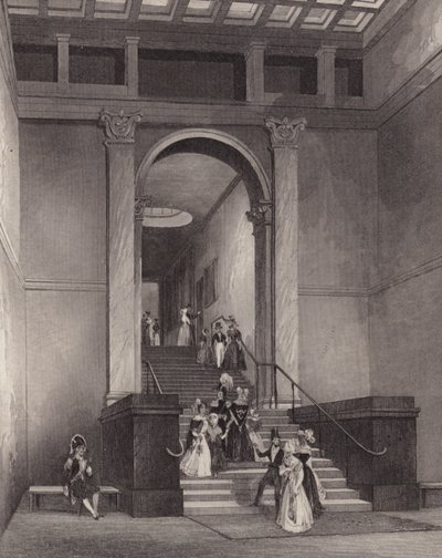 Wejście do National Gallery, Londyn (grafika) autorstwa English School
