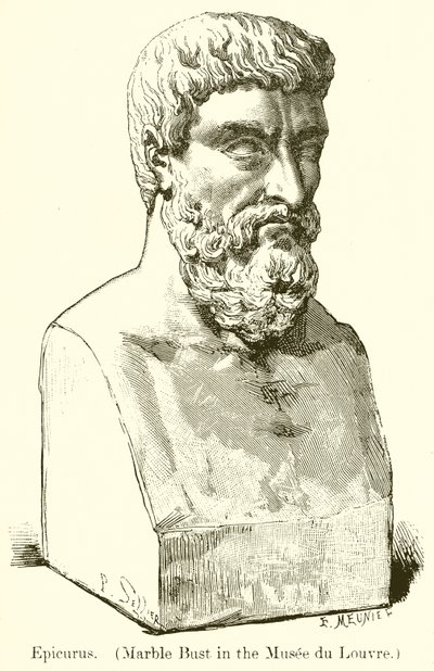 Epikur. (Marmurowe popiersie w Musee du Louvre) (rycina) autorstwa English School