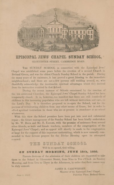 Szkoła niedzielna w kaplicy biskupich Żydów autorstwa English School