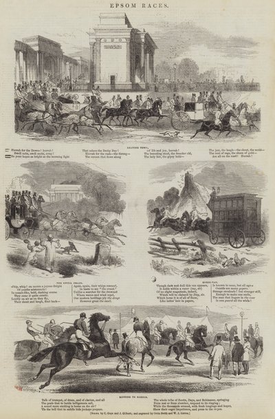 Epsom Races (grawerowanie) autorstwa English School